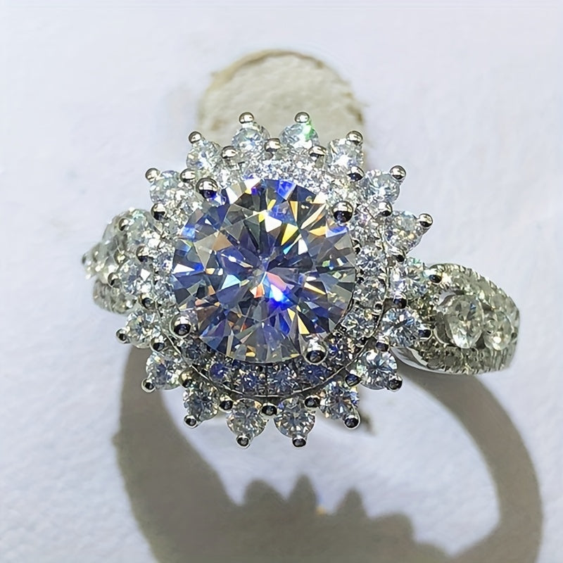 Eleganter, rund geformter Kristall-Zirkonia-Ring